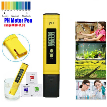 High Precision pH Meter - 0.01 pH Resolution - Digital Water Quality Tester for Aquarium & Hydroponics - LCD Display