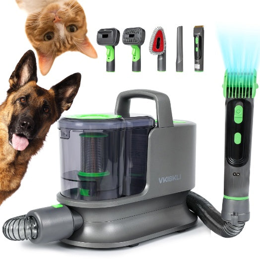 Daski Vkiskli Pet Clipper Grooming & Vacuum Kit - 4 in 1 Pet Grooming Tools - 3 Suction Modes - Low Noise - 1.2L Dust Cup