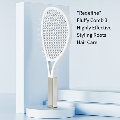 Tennis Racket Massaging Hair Comb - Electronic Detangling Brush for Curly & Straight Hair - Vented for Faster Drying