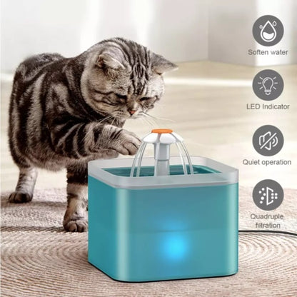 Cat Mate 2L Pet Drinking Water Fountain - Electronic Cat Fountain for Cats and Small Dogs - 3 Flow Modes - Quiet Pump - Green