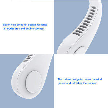 Portable Neck Cooling Fan - Bladeless, 360° Adjustable, Low Noise - USB Rechargeable, 3 Speed Modes, 3000mAh Battery