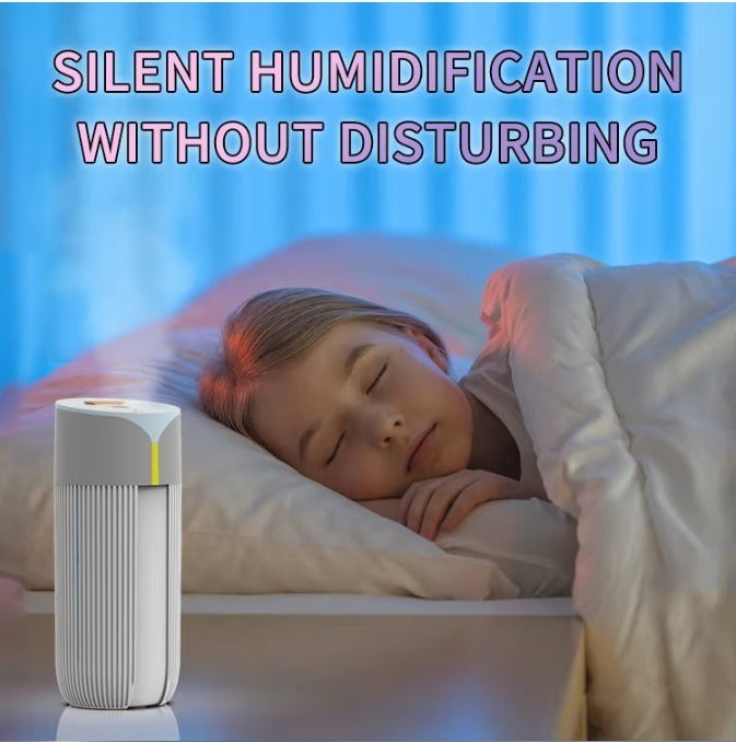 220mL Air Humidifier with Colored LED Lights - White - Compact Electronic Design