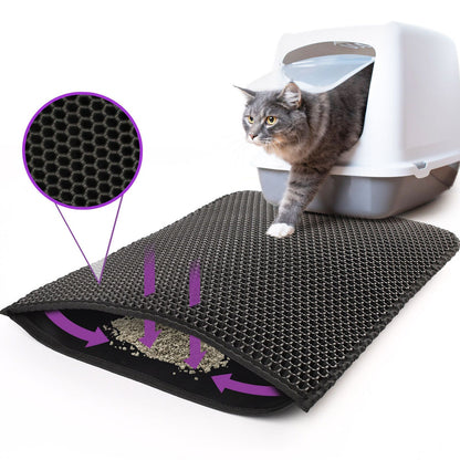 Cat Litter Trapping Mat - Black - Waterproof, Soft EVA, Easy to Clean, 24x15 inches - Prevents Litter Scatter & Protects Floors