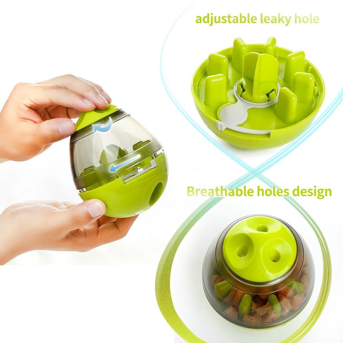 Dog Food Balls Tumbler Feeder Dispenser Bowl Toy - Interactive Automatic Pet Feeder - Non-Toxic PC Material