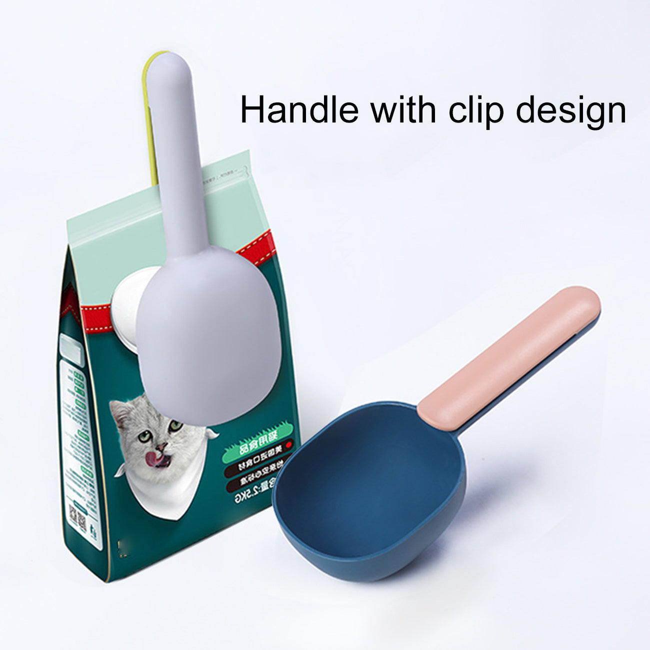 Pet Food Scoop with Ergonomic Bag Clip Handle - 1 Cup Capacity - Food Grade ABS Material - 7.87 x 3.15 x 1.57 inches