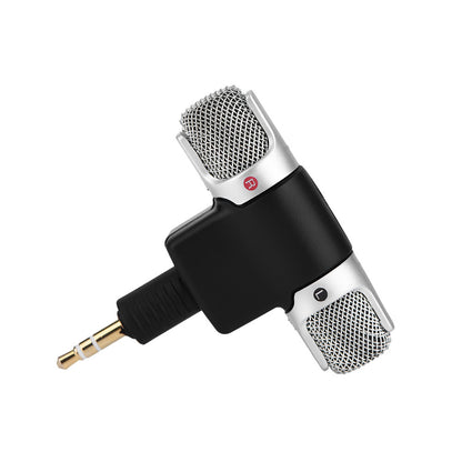 Mini Stereo Microphone - 3.5mm Gold Plated Plug for PC, Laptop, MD, Camera - Adjustable Angle, No Battery Required