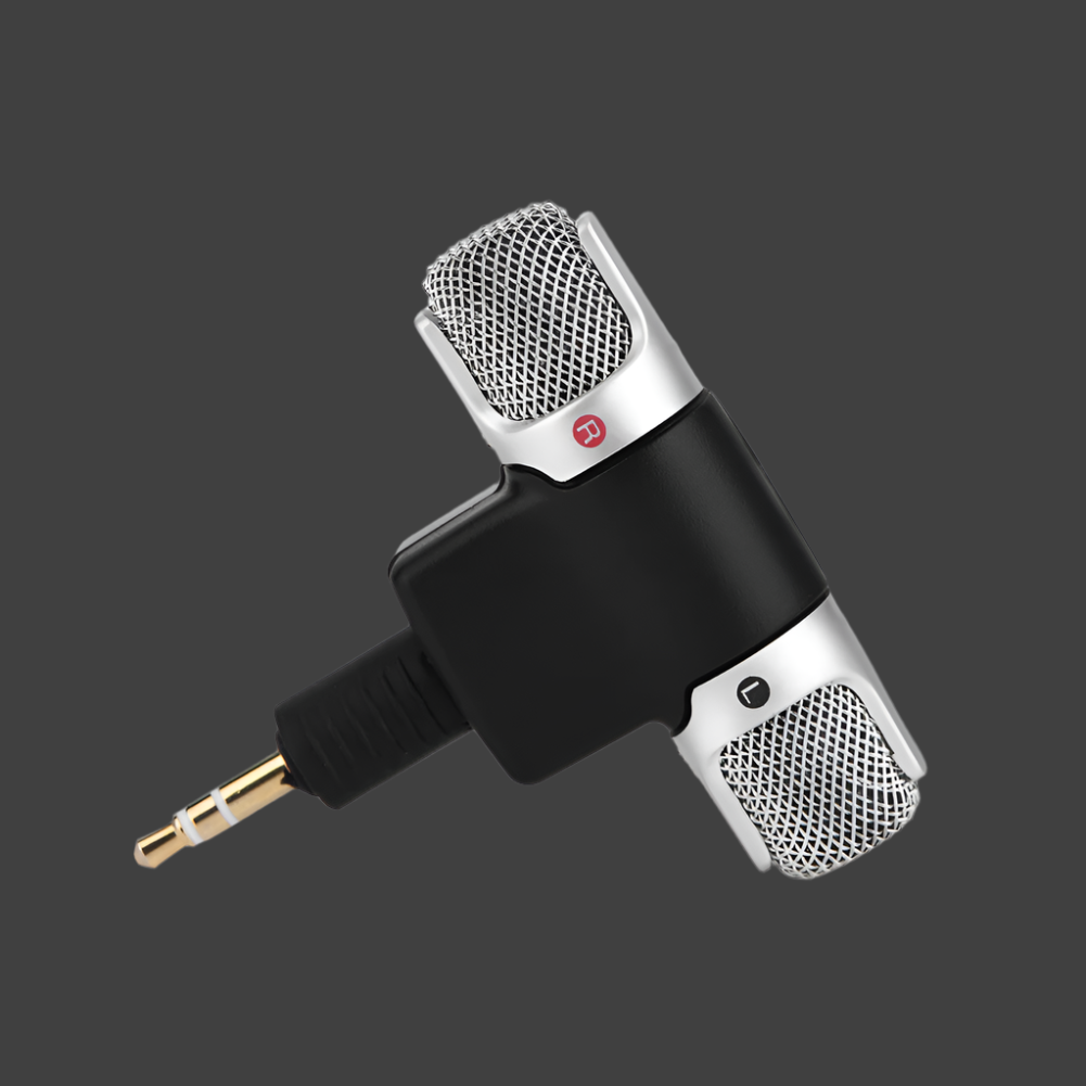 Mini Stereo Microphone - 3.5mm Gold Plated Plug for PC, Laptop, MD, Camera - Adjustable Angle, No Battery Required