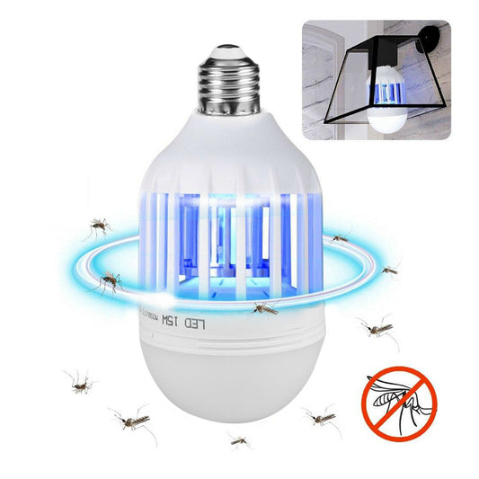 Light Bulb Mosquito Fly Trap - Electronic Bug Zapper - Humane, Silent, Energy-Saving - E27 Base - 45-Degree Inclination