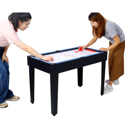 5-in-1 Multi-Game Table - Billiards, Push Hockey, Foosball, Ping Pong, Basketball - Black/Blue - Durable MDF & Steel Construction