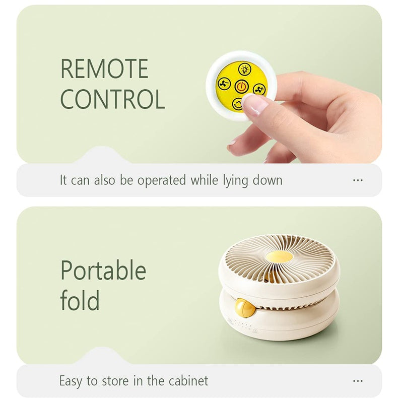 Rechargeable Remote Control Table Fan - 120° Oscillation, 4 Speeds, 4000mAh Battery, Night Light, Portable Design