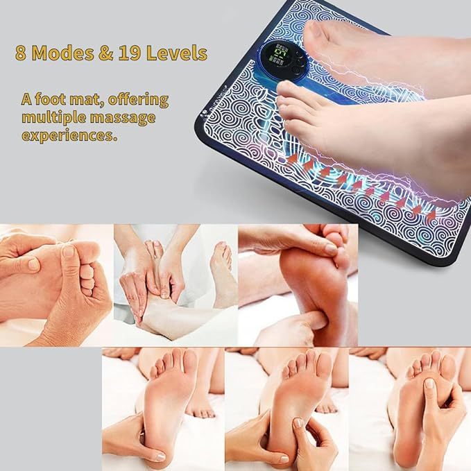 Electronic Massage Foot Pad - Black Color - Relaxation and Comfort