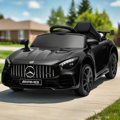 Mercedes-Benz Dual Drive 12V Roadster with 2.4G Remote Control - Black AMG GTR - Kids Electric Car - Ages 3-5