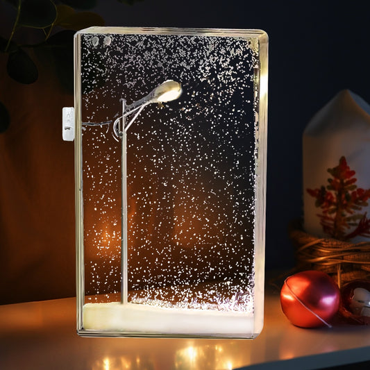 DIY Snowy Night Street Lamp - Handmade Transparent Lightbox - Christmas Gift - 6.1 x 3 x 0.8 inches - Electronic UV Resin Lamp