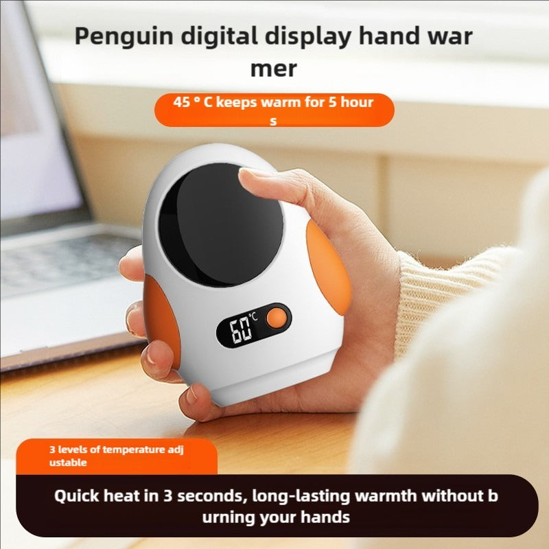 Cute Pink Penguin Hand Warmer - Quick Heating Electronic Warmer for Office and Travel