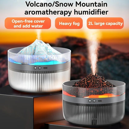 2 Color LED Volcano Flame Light Humidifier - 2L Aromatherapy Diffuser with Timer, Auto Shutoff, Ultra Quiet - Ideal for Bedroom, Office, Living Room