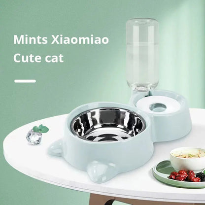 Automatic Pet Food and Water Feeder Bowl - Stainless Steel & Plastic - Slow Feeder Design for Dogs and Cats