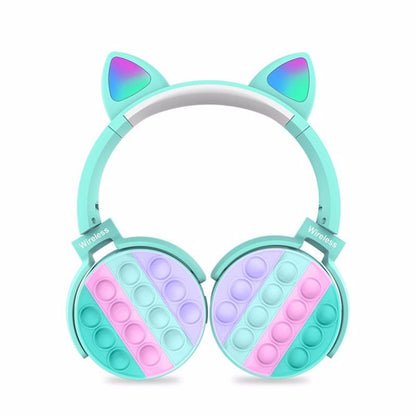 Bluetooth Headphones for Kids - Azure Color - Fidget Pop Toy - 18 Hours Playtime - Lightweight & Comfortable