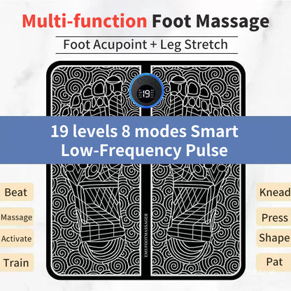 Electronic Massage Foot Pad - Black Color - Relaxation and Comfort