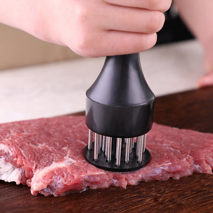 Meat Tenderizer Needle Tool - 21 Sharp Stainless Steel Blades - Black - Kitchen Cooking Accessory for Beef, Pork, Chicken