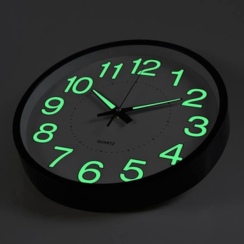 12-Inch Black Wall Clock - Large Quartz Silent Luminous Glow in the Dark - Elegant Design for Home & Office