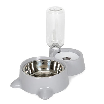 Automatic Pet Food and Water Feeder Bowl - Stainless Steel & Plastic - Slow Feeder Design for Dogs and Cats