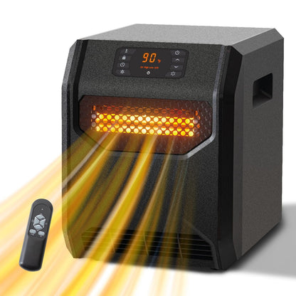 Portable Space Heater - 1500W Electric Infrared Heater with UVC Air Purification, Thermostat & Remote Control - Black