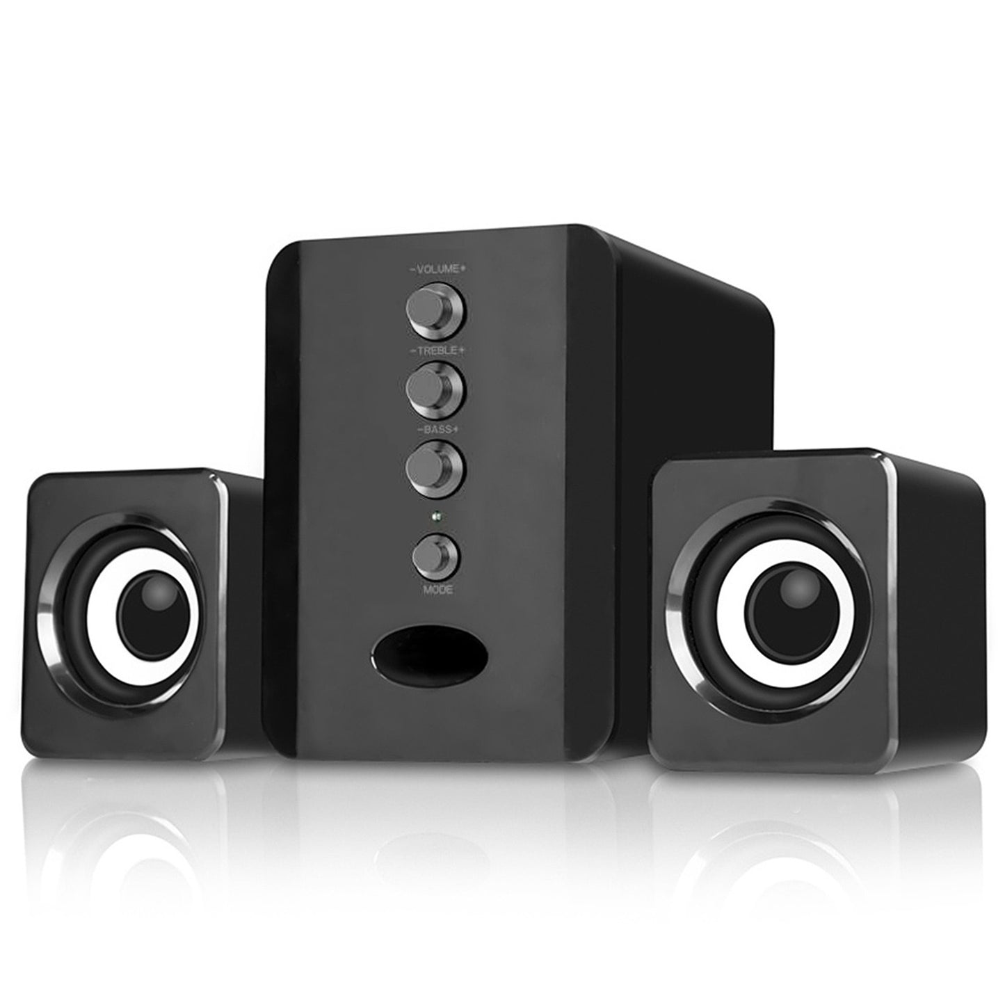 Portable USB Powered Stereo Surround Wired Speakers - 3 Speaker Set for Laptop, Phone, Desktop, TV - Black