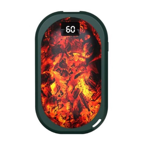 Rechargeable Hand Warmer 5000mAh - USB Battery Powered with Carbon Black Pattern - Intelligent Heating & Power Bank Function