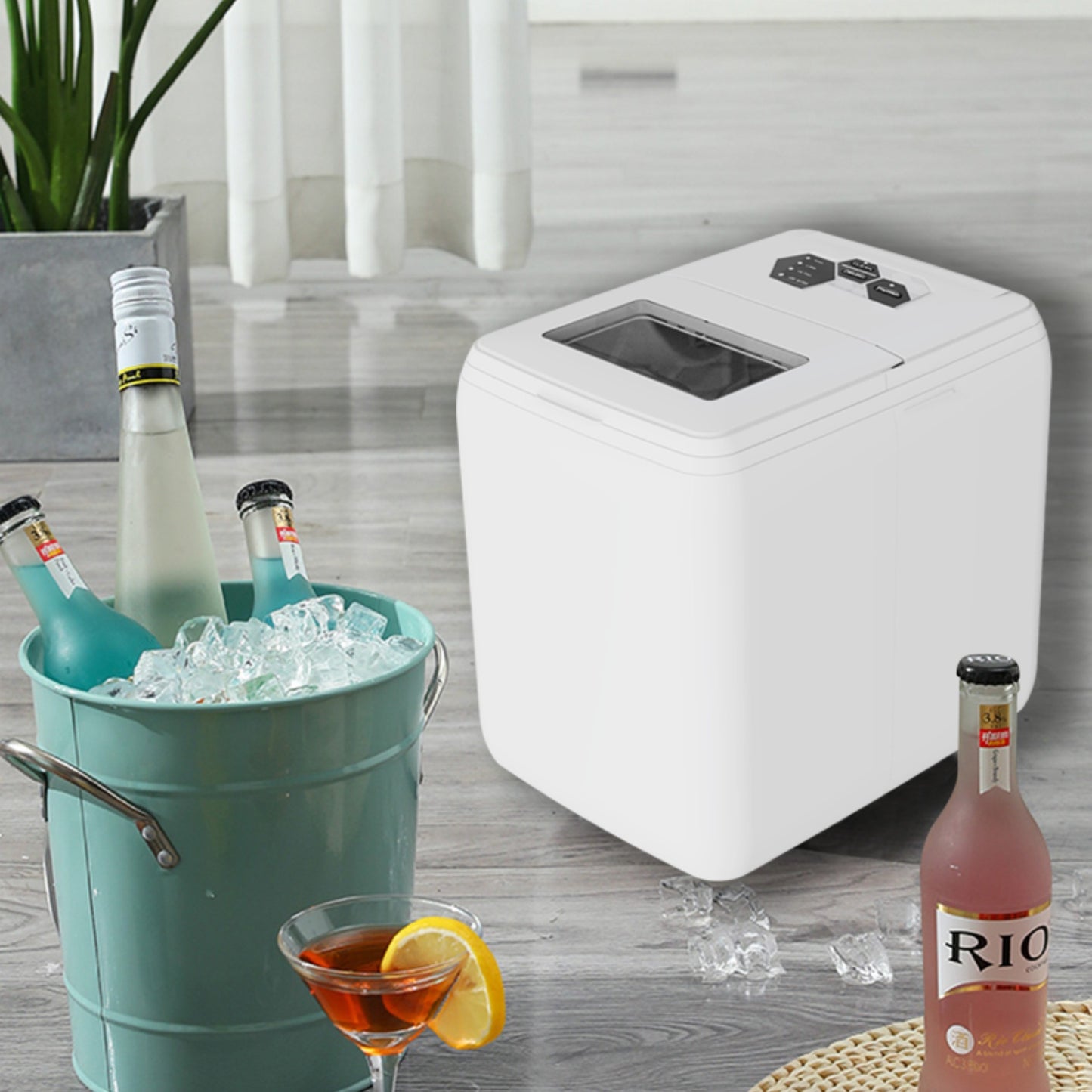 Countertop Ice Maker - 44LBS Daily Capacity - Compact 20KG Ice Maker with Scoop & Basket - Ideal for Home, Party, Camping