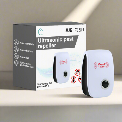 Jue-Fish Ultrasonic Pest Repeller - Mosquito, Cockroach, and Mouse Repellent - Plug-In Intelligent Night Light - 3.58 x 2.12 x 2.36 inches