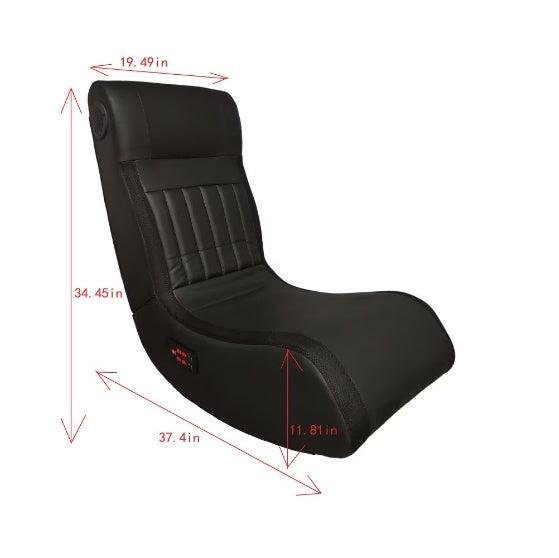 Foldable Gaming Chair with Onboard Speakers, LED Strips, Bluetooth, Vibration Massage - Black