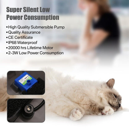 Cat Mate 2L Pet Drinking Water Fountain - Electronic Cat Fountain for Cats and Small Dogs - 3 Flow Modes - Quiet Pump - Green