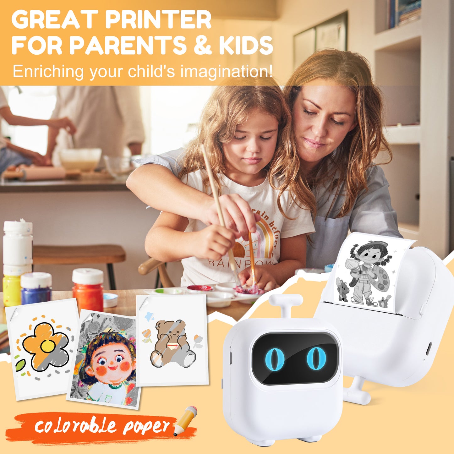 Thermal Mini Printer X2 - Inkless Sticker Maker with Thermal & Sticker Papers