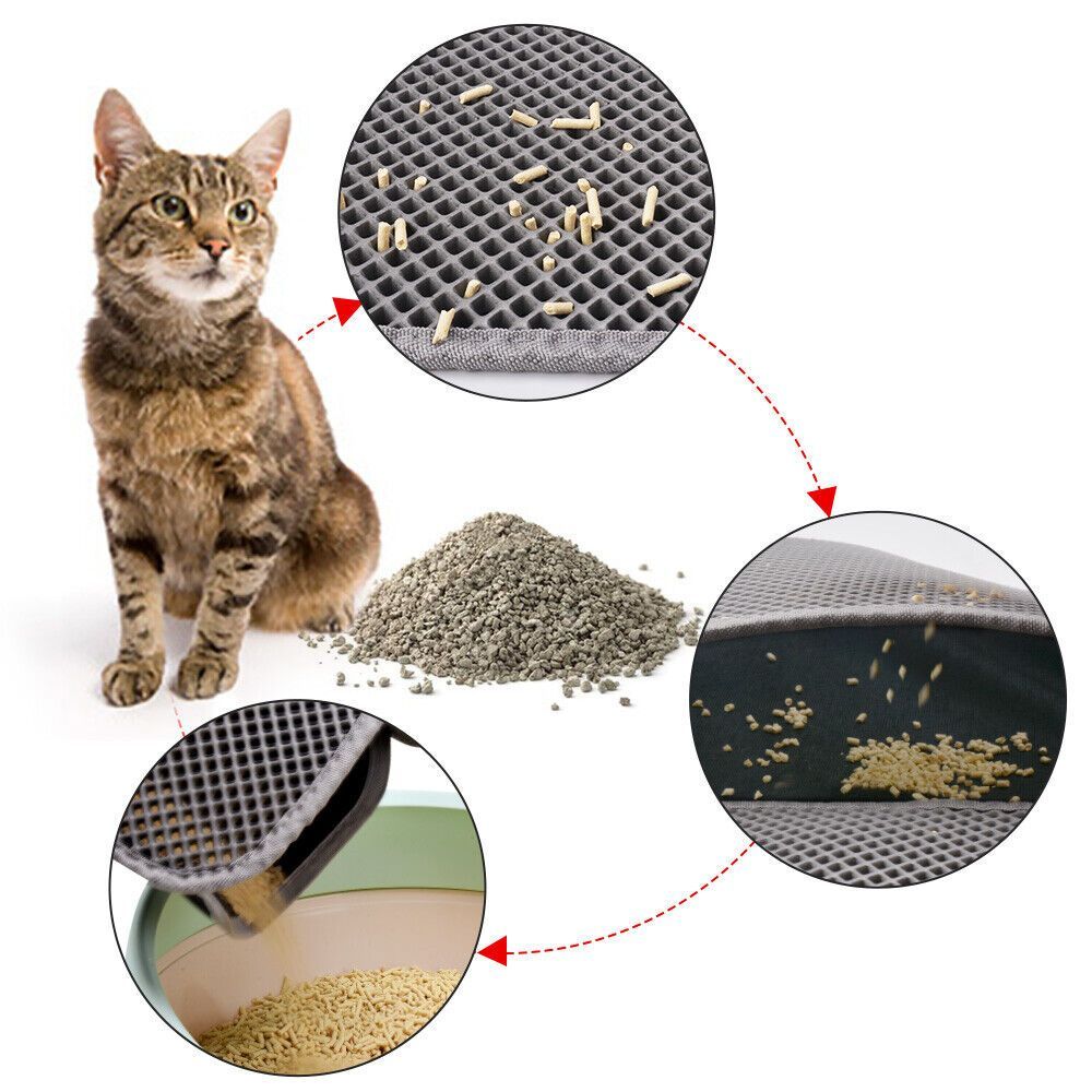 Cat Litter Trapping Mat - Black - Waterproof, Soft EVA, Easy to Clean, 24x15 inches - Prevents Litter Scatter & Protects Floors