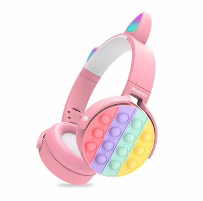 Headphones - Pink Bluetooth Fidget Toy Headset with Pop Bubbles - 18 Hours Playtime - Kids & Adults