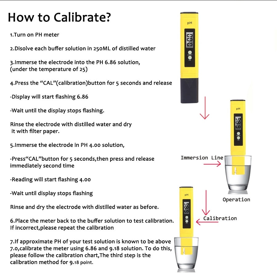 High Precision pH Meter - 0.01 pH Resolution - Digital Water Quality Tester for Aquarium & Hydroponics - LCD Display