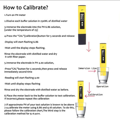 High Precision pH Meter - 0.01 pH Resolution - Digital Water Quality Tester for Aquarium & Hydroponics - LCD Display