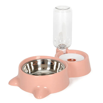 Automatic Pet Food and Water Feeder Bowl - Stainless Steel & Plastic - Slow Feeder Design for Dogs and Cats