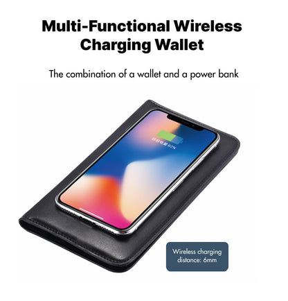 Charging Wallet - Black - Versatile Travel Companion with Built-in Charging Module - Electronic Accessory