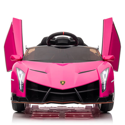 LEADZM Dual Drive 12V 4.5AH Lamborghini Veneno Electric Car with 2.4G Remote Control - Rose Red - For Kids Ages 3-6