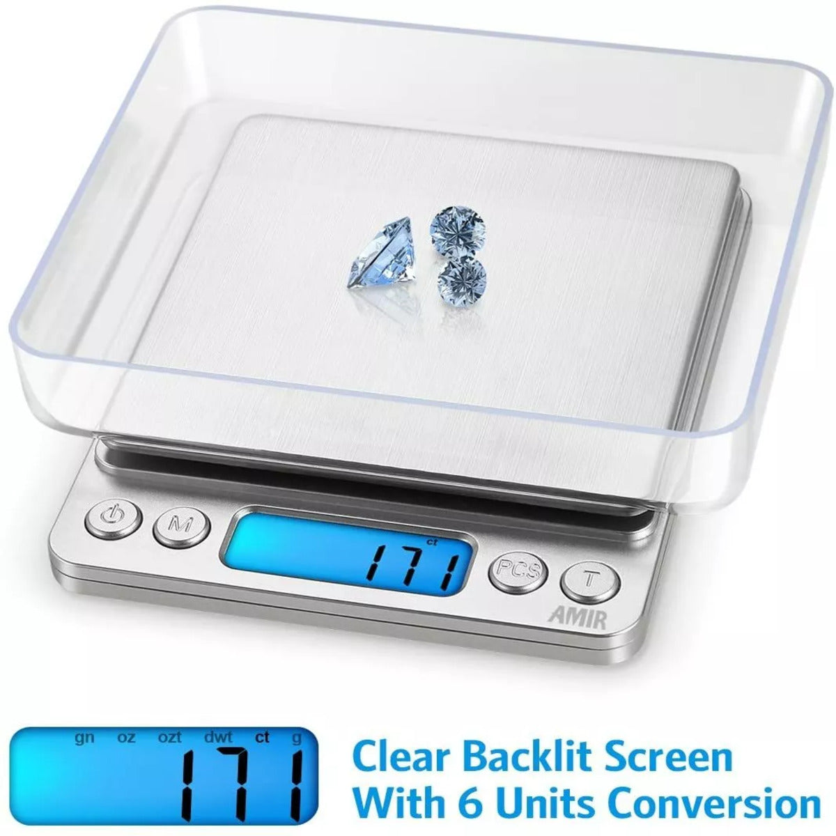 Small Digital Food Scale - 3000g Capacity, 0.1g Precision, Ounce & Gram Measurement, Includes 2 Trays & Batteries