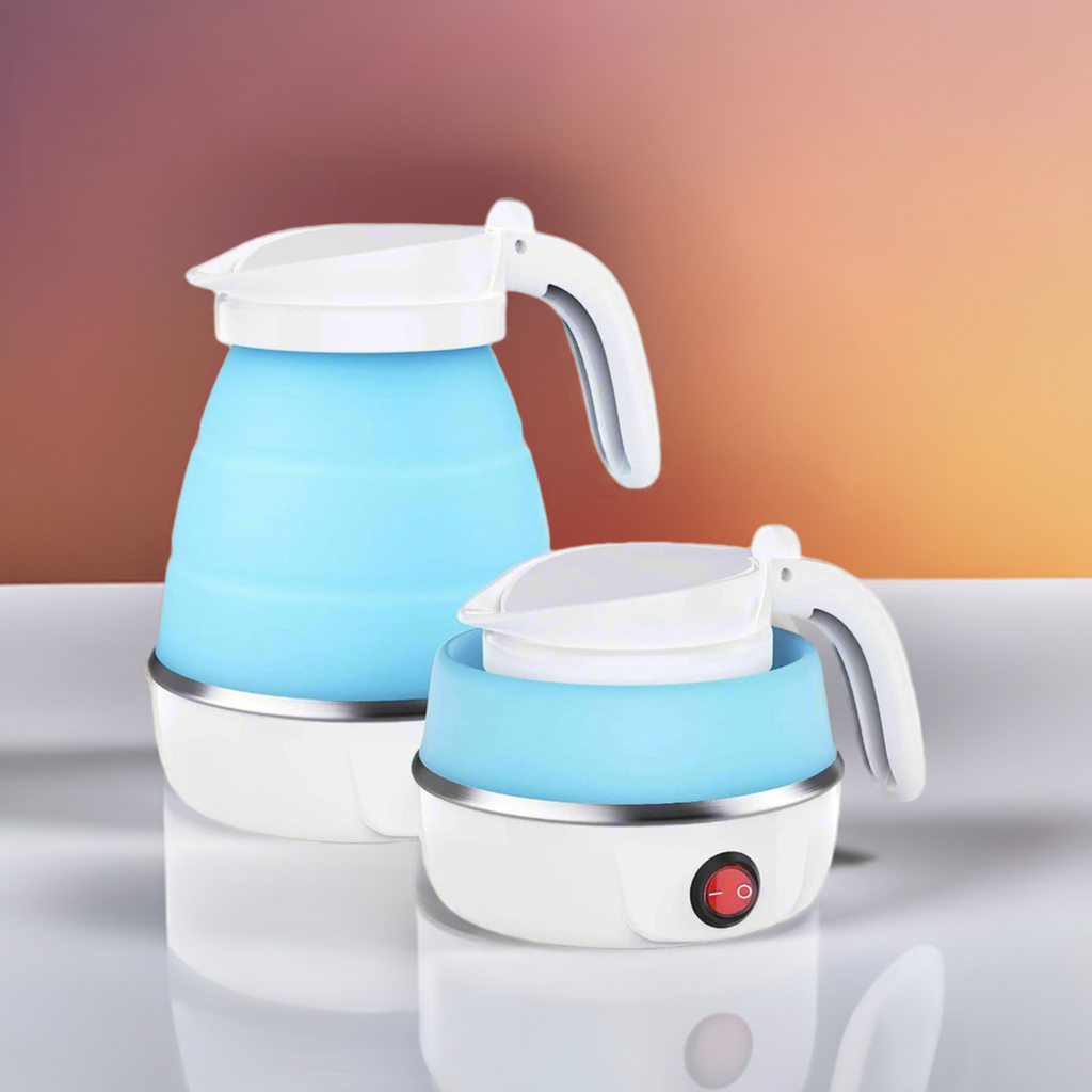 Foldable Electric Kettle - Mini Travel Kettle, Silicone Water Boiler for Camping & Hiking - 600ml, Quick Boiling, Safe & Lightweight